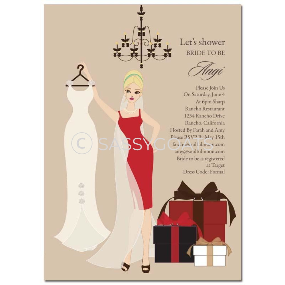 Bridal Shower Invitation - Bridal Clothes Blonde – Sassygoats, image size:1000x1000