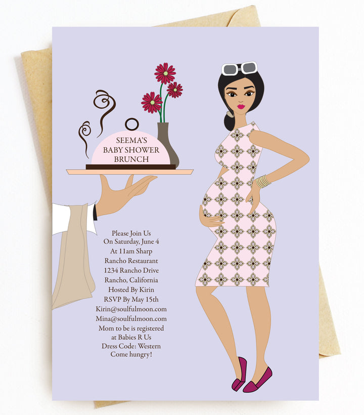 Brunette Baby Shower Invitations