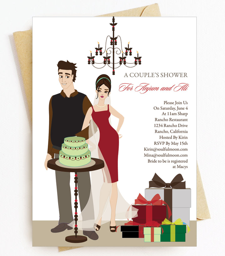 Brunette Bridal Shower Invitations