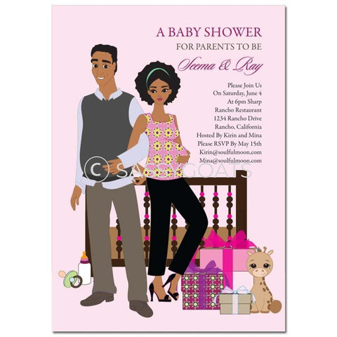 African American Baby Shower Invitation - Back To