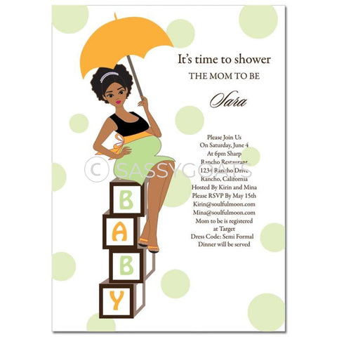 African American Baby Shower Invitation - Diva Blocks