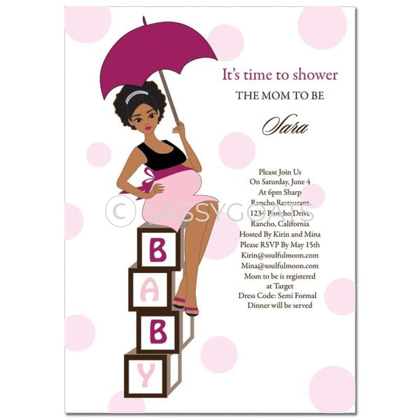 African American Baby Shower Invitation - Diva Blocks