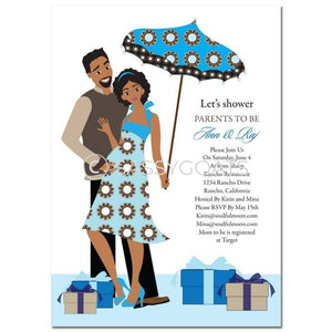 African American Baby Shower Invitation - Fancy Umbrella