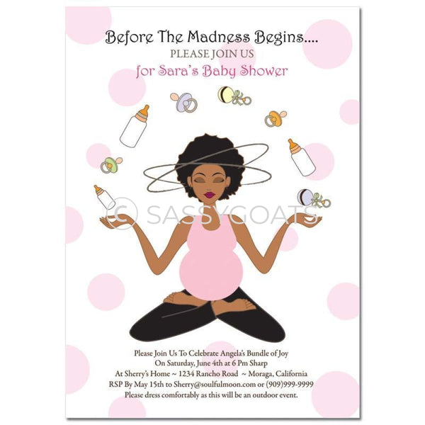 African American Baby Shower Invitation - Meditating Mommy