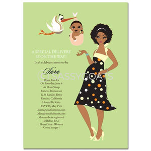African American Baby Shower Invitation - Spring Delivery