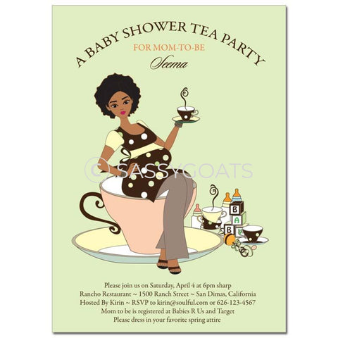 African American Baby Shower Invitation - Teacup Mommy