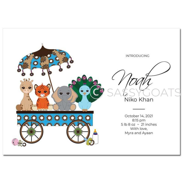 Baby Shower Announcement - Animal Wagon