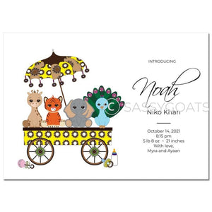 Baby Shower Announcement - Animal Wagon
