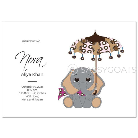 Baby Shower Announcement - Elephant Umbrella
