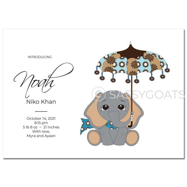 Baby Shower Announcement - Elephant Umbrella