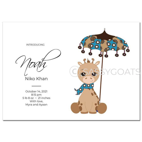 Baby Shower Announcement - Giraffe Umbrella