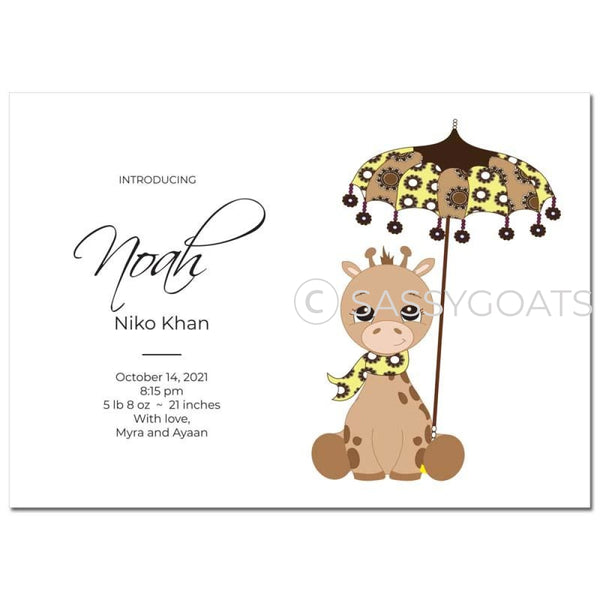 Baby Shower Announcement - Giraffe Umbrella