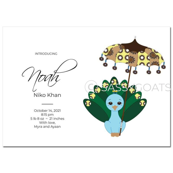 Baby Shower Announcement - Peacock Umbrella