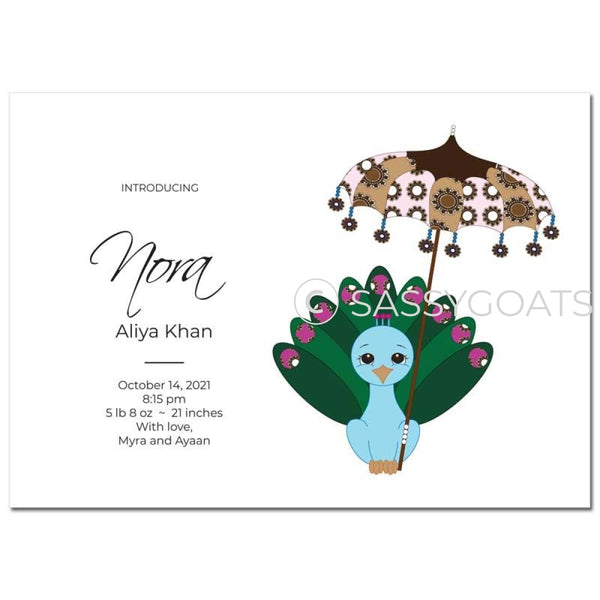 Baby Shower Announcement - Peacock Umbrella