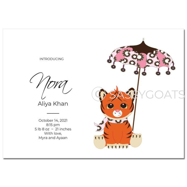Baby Shower Announcement - Tiger Umbrella