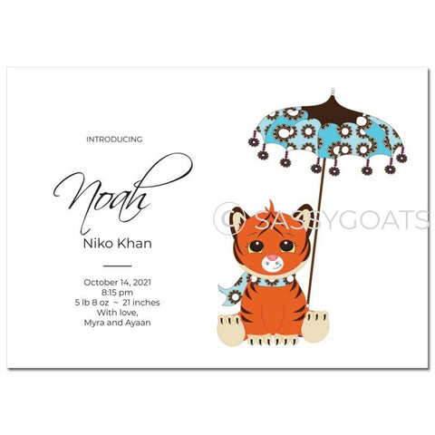 Baby Shower Announcement - Tiger Umbrella