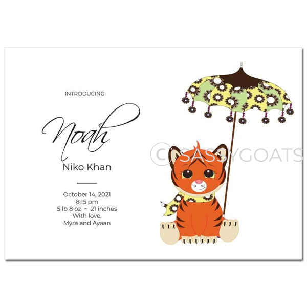 Baby Shower Announcement - Tiger Umbrella