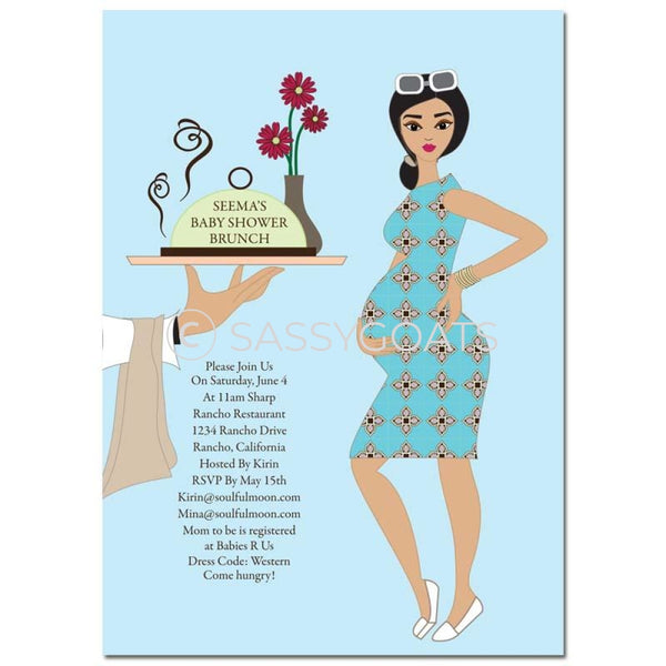 Baby Shower Invitation - Dining Diva Brunette