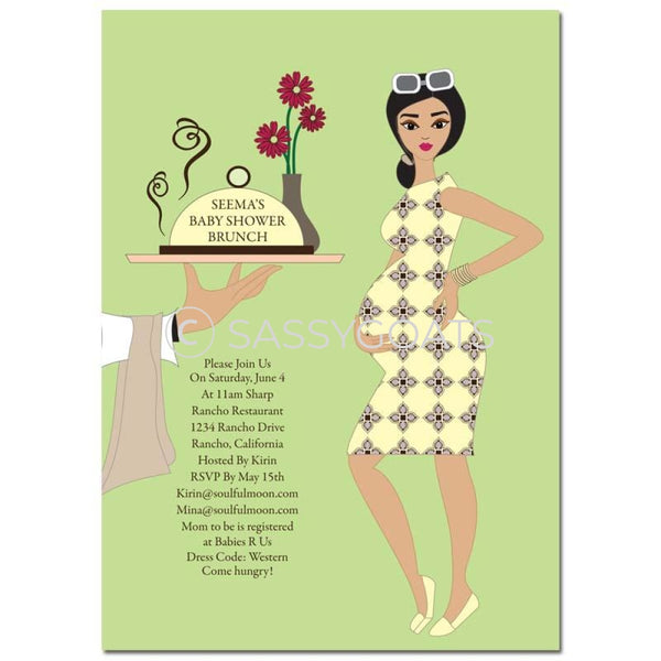 Baby Shower Invitation - Dining Diva Brunette
