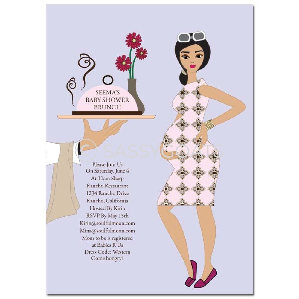 Baby Shower Invitation - Dining Diva Brunette