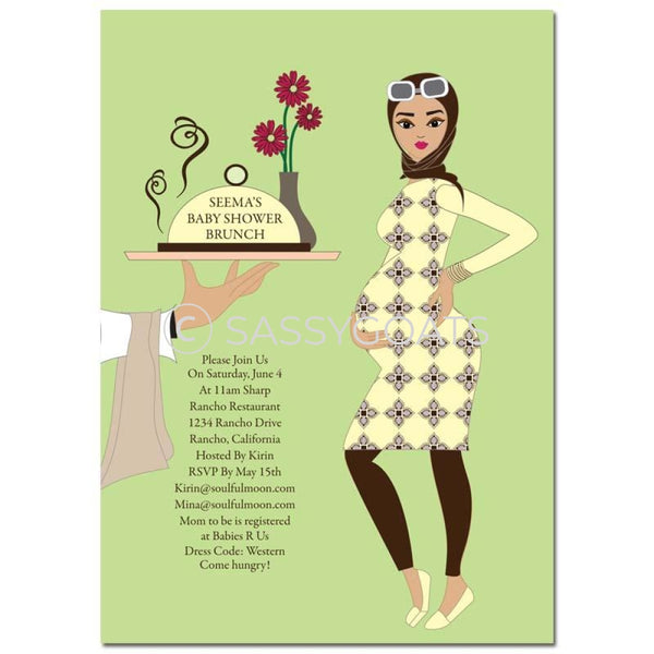 Baby Shower Invitation - Dining Diva Headscarf Hijab