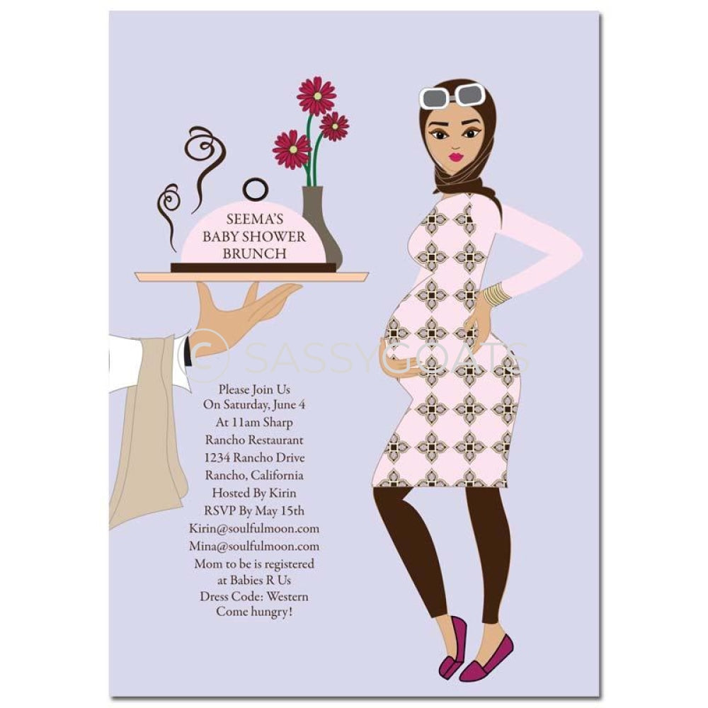 Baby Shower Invitation - Dining Diva Headscarf Hijab