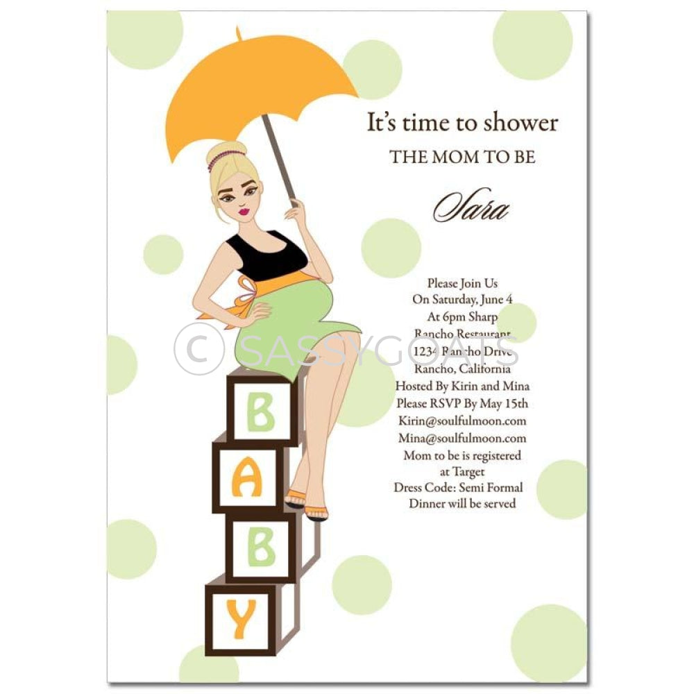 Baby Shower Invitation - Diva Blocks Blonde