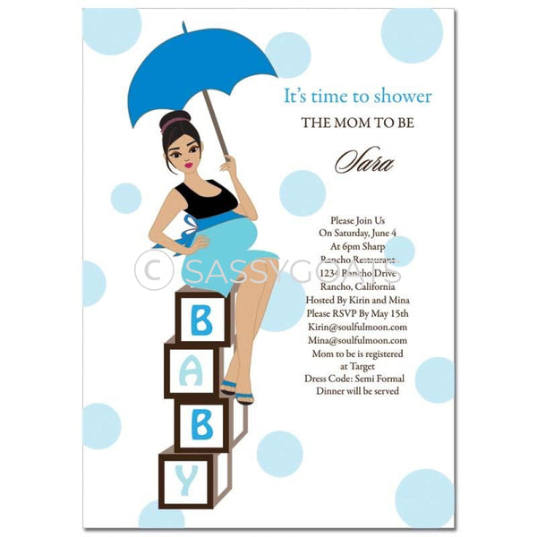 Baby Shower Invitation - Diva Blocks Brunette