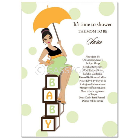 Baby Shower Invitation - Diva Blocks Brunette