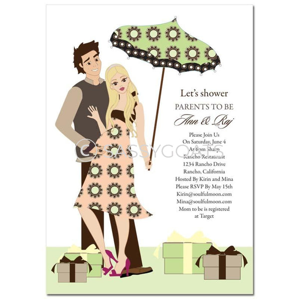 Baby Shower Invitation - Fancy Umbrella Blonde