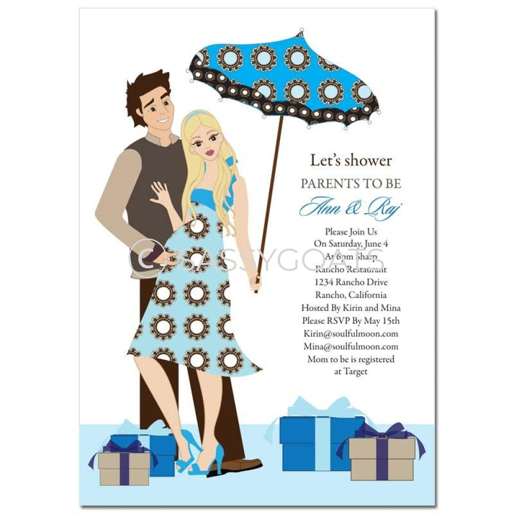 Baby Shower Invitation - Fancy Umbrella Blonde