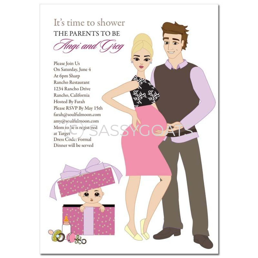 Baby Shower Invitation - Glam Couple Blonde