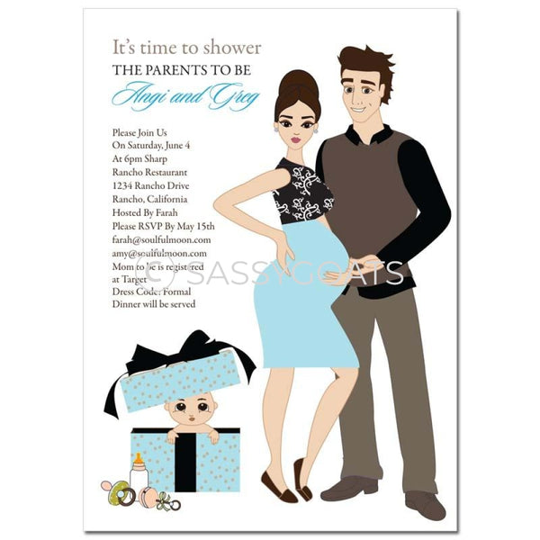 Baby Shower Invitation - Glam Couple Brunette