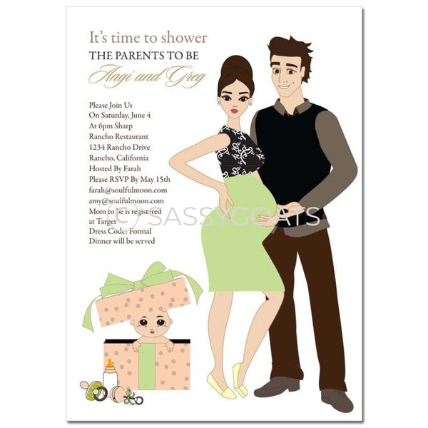 Baby Shower Invitation - Glam Couple Brunette
