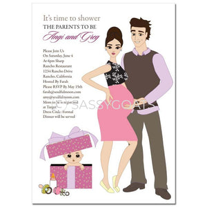 Baby Shower Invitation - Glam Couple Brunette