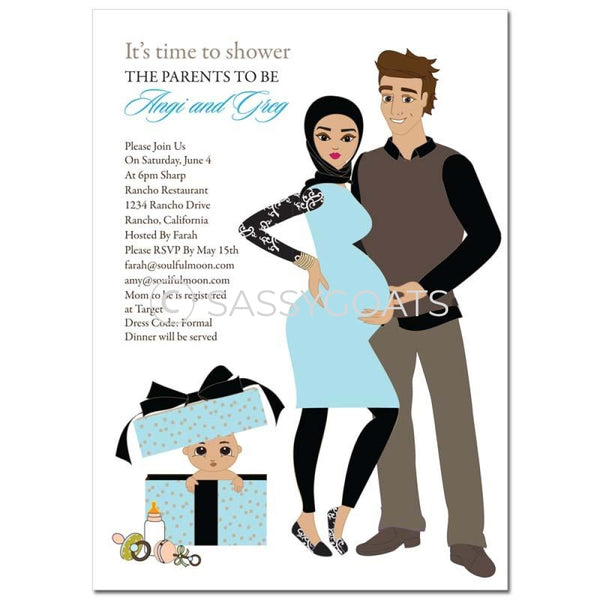 Baby Shower Invitation - Glam Couple Headscarf Hijab