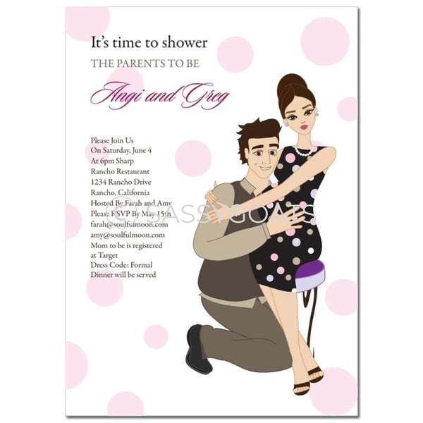 Baby Shower Invitation - Hugs Brunette