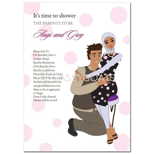 Baby Shower Invitation - Hugs Headscarf Hijab
