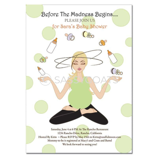 Baby Shower Invitation - Meditating Mommy Blonde