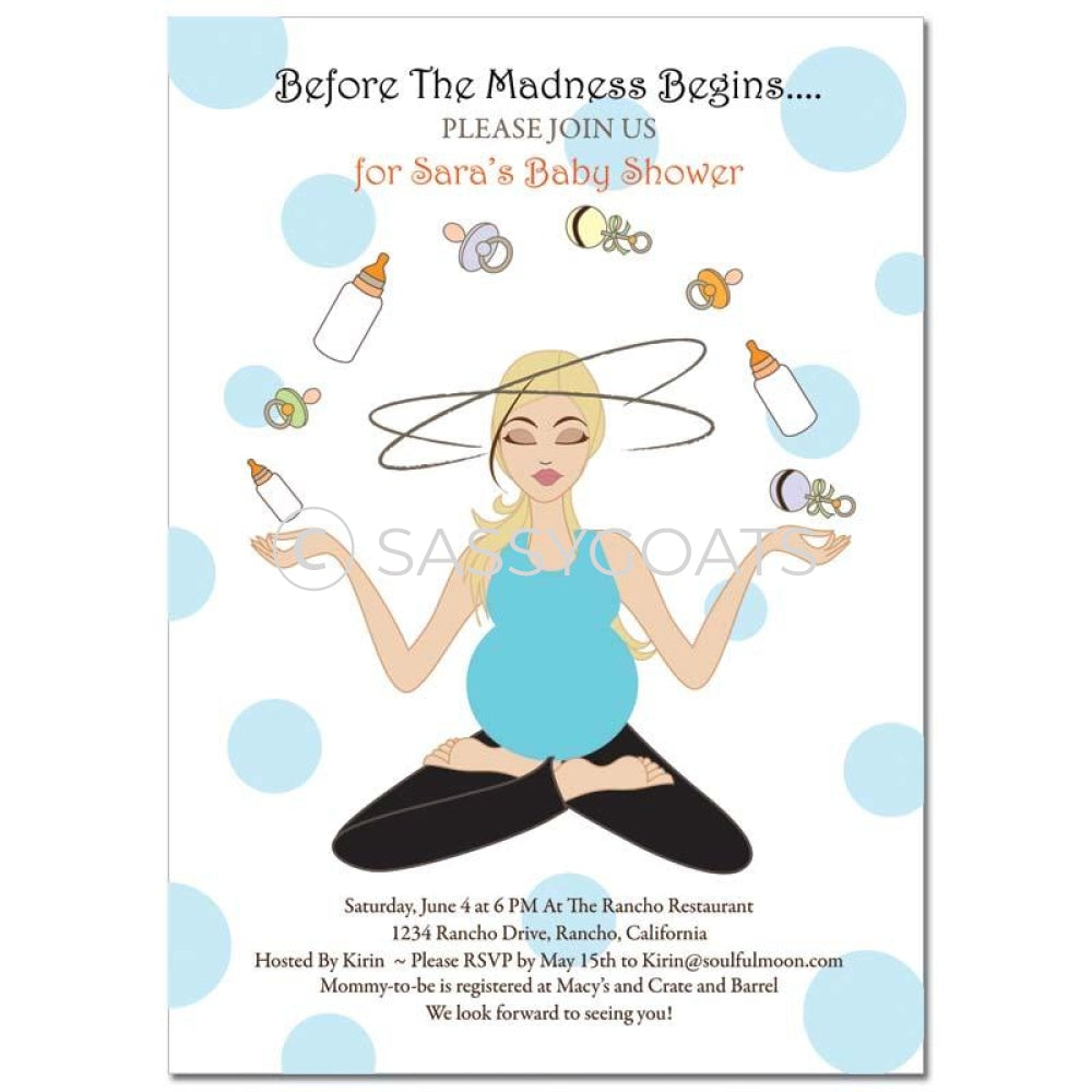Baby Shower Invitation - Meditating Mommy Blonde
