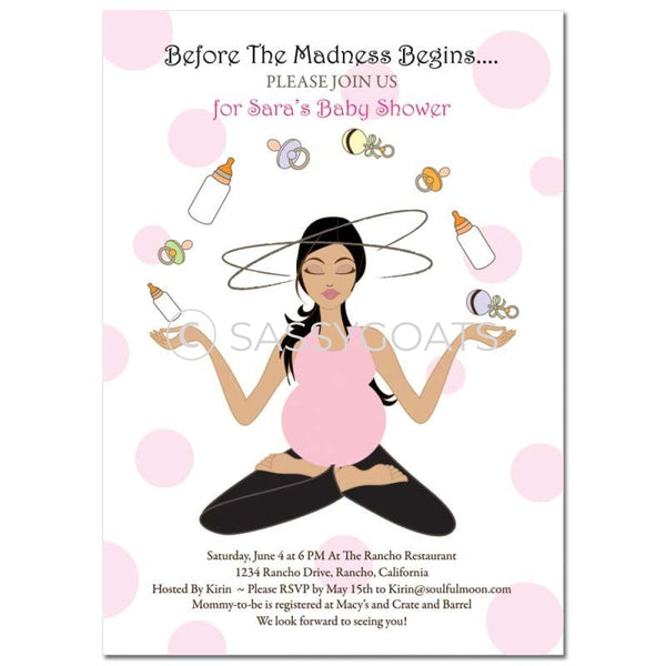 Baby Shower Invitation - Meditating Mommy Brunette