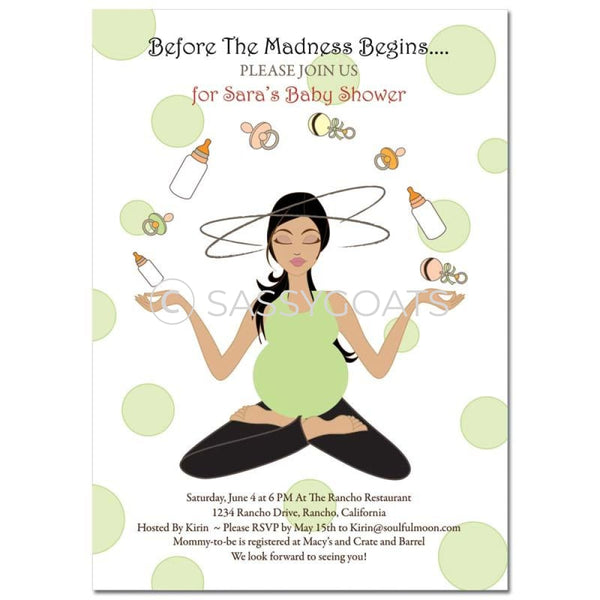 Baby Shower Invitation - Meditating Mommy Brunette