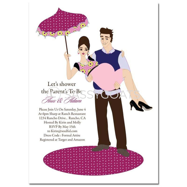 Baby Shower Invitation - Mommy Cargo Brunette