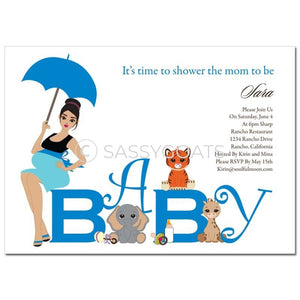 Baby Shower Invitation - Safari Animals Brunette