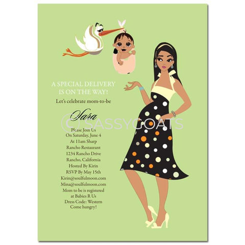 Baby Shower Invitation - Spring Delivery Brunette