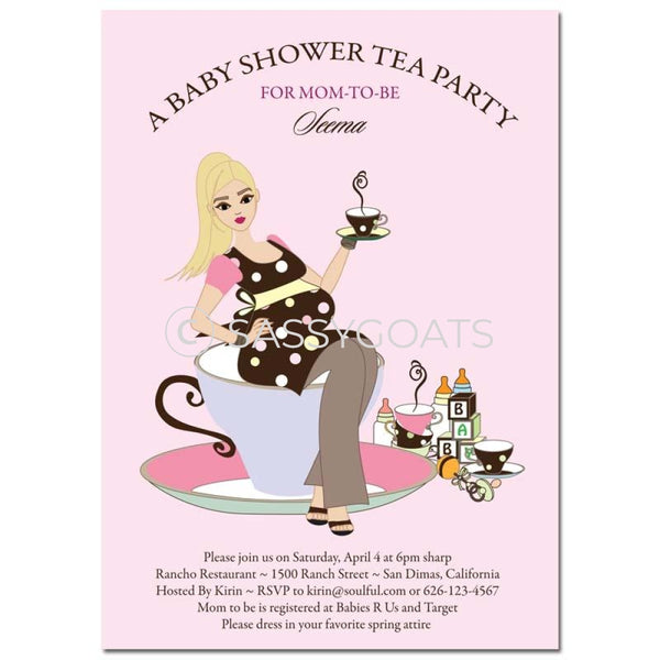 Baby Shower Invitation - Teacup Mommy Blonde