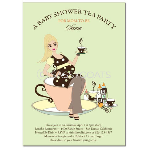 Baby Shower Invitation - Teacup Mommy Blonde