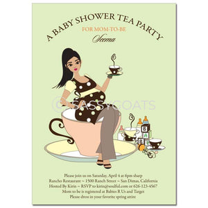 Baby Shower Invitation - Teacup Mommy Brunette