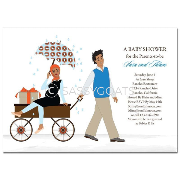 Baby Shower Invitation - Wagon Diva Headscarf Hijab