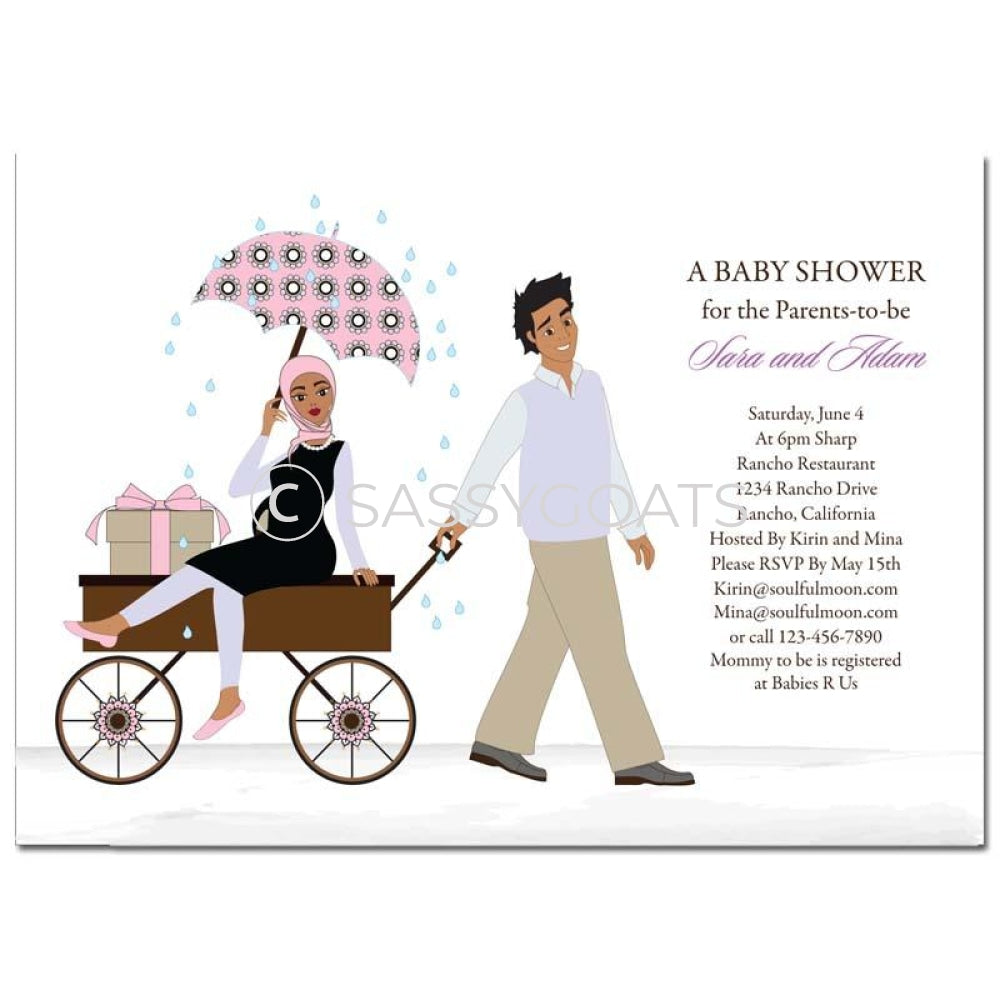 Baby Shower Invitation - Wagon Diva Headscarf Hijab